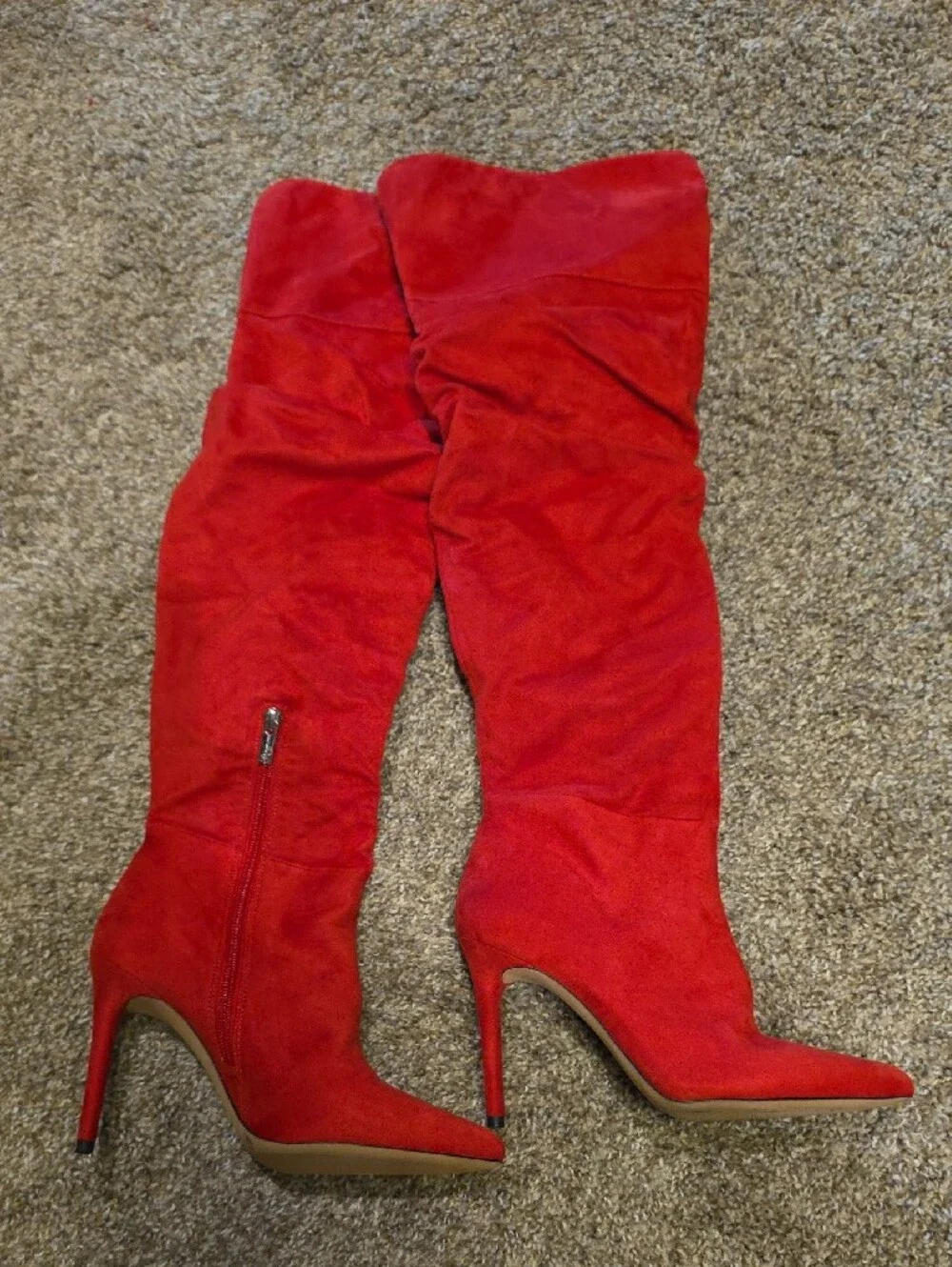 Jessica Simpson Red Suede Over-the-Knee Stiletto Boots